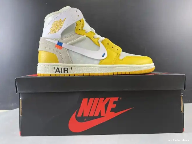 1st Kicks 1 AQ0818-149 Air Jordan x Off-White Powder Yellow-Cone NRG Dark White 0524